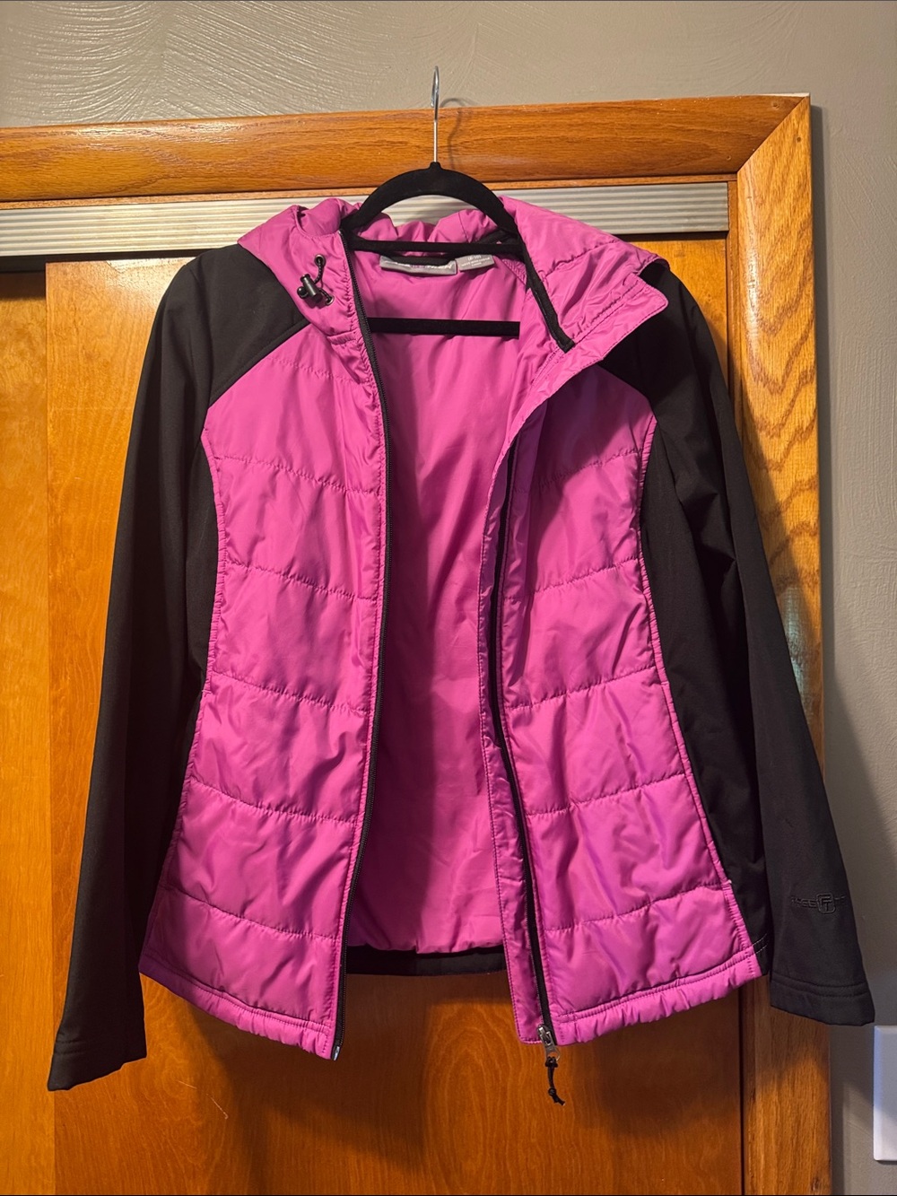 Women’s Pink and Black Insulated Ski Jacket with Hood